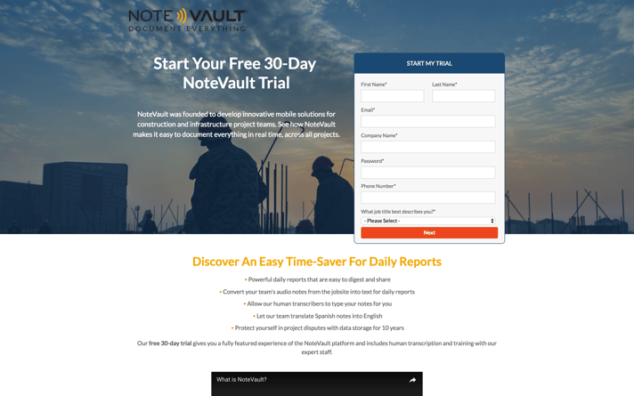 NoteVault Landing Page | An Inbound Growth Story: A Third Of The Budget, Quarter Of The Team, Triple The Results
